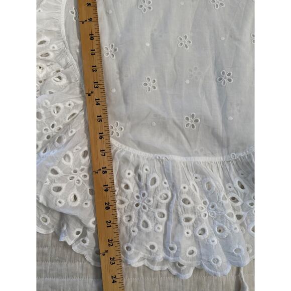 UNSUBSCRIBED Blouse Womens Medium Eyelet Ruffle Boho Embroidered Top Shirt - Picture 7 of 10